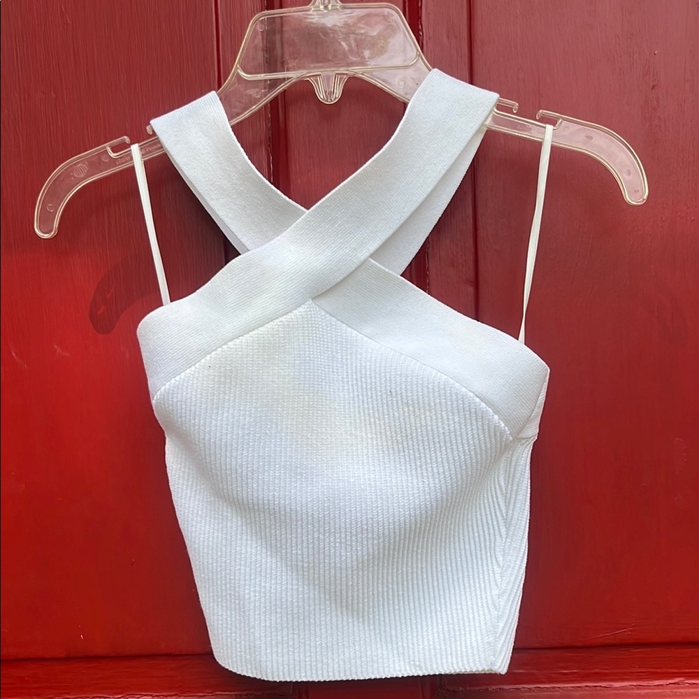 Aritzia Bavarian White Women's Halter Neck Knit Top